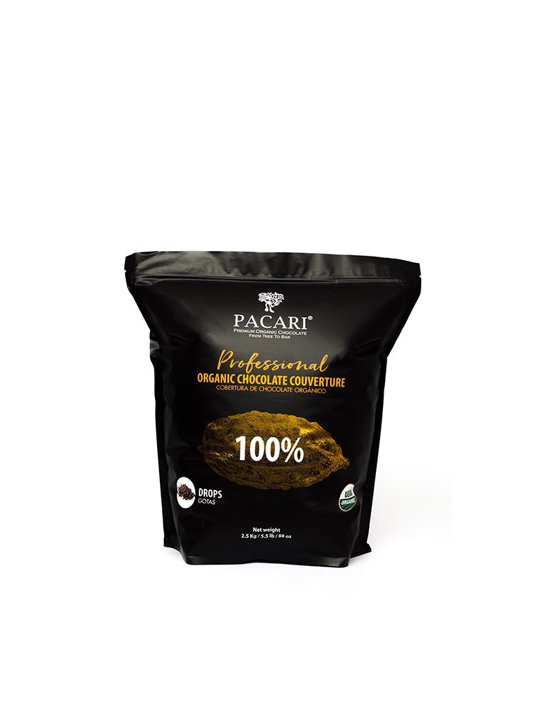 Paccari Chocolate Orgánico Couverture 100% - Piezas/Chips 1kg