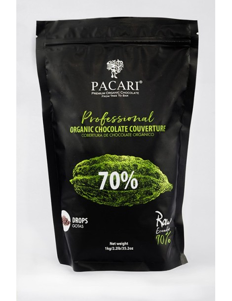 Paccari Chocolate Orgánico Couverture Raw 70% - Pieces/Chips 1kg