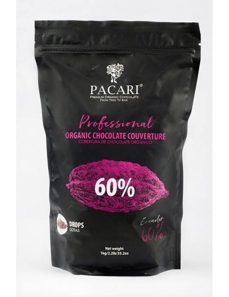 Paccari Chocolate Orgánico Couverture 60% - Pieces/Chips 1kg