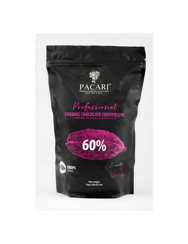Paccari Chocolate Orgánico Couverture 60% - Pieces/Chips 1kg