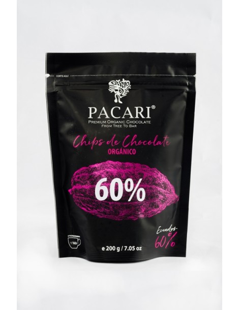 Paccari Chocolate Orgánico Couverture 60% - Pieces/Chips 1kg