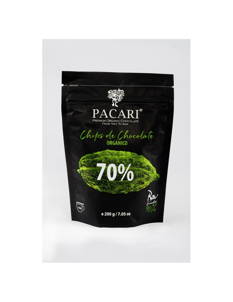 Paccari Chocolate Orgánico Couverture Raw 70% - Pieces/Chips 1kg