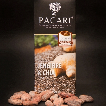 PACARI Chocolate Negro Orgánico Jengibre y Chia - Barra 50gr