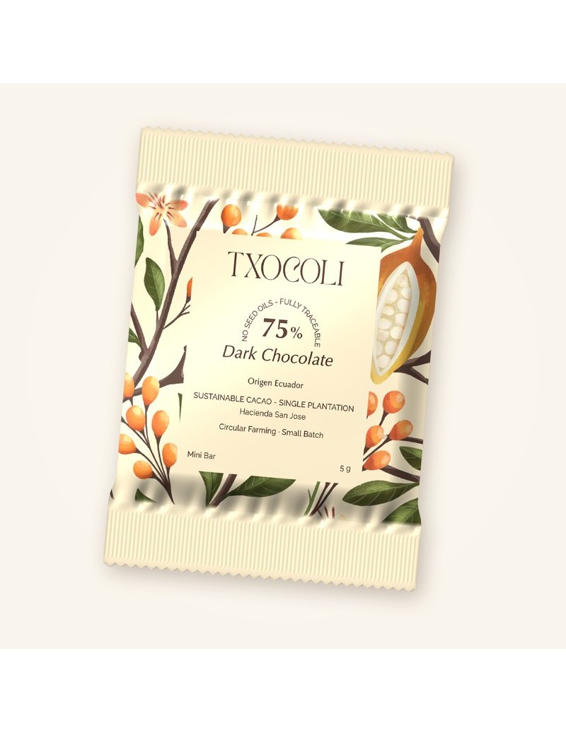 Txocoli Dark Chocolate 75% Mini Bar 5gr
