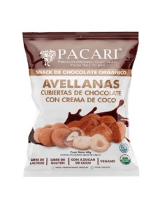 Paccari Chocolate Snack Avellanas cubiertas con chocolate con crema de coco 57gr