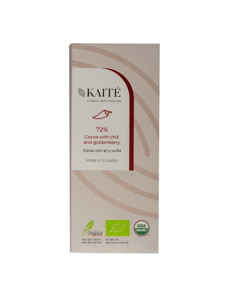 Kaité Chocolate orgánico 72% Uvilla + Ají 50gr