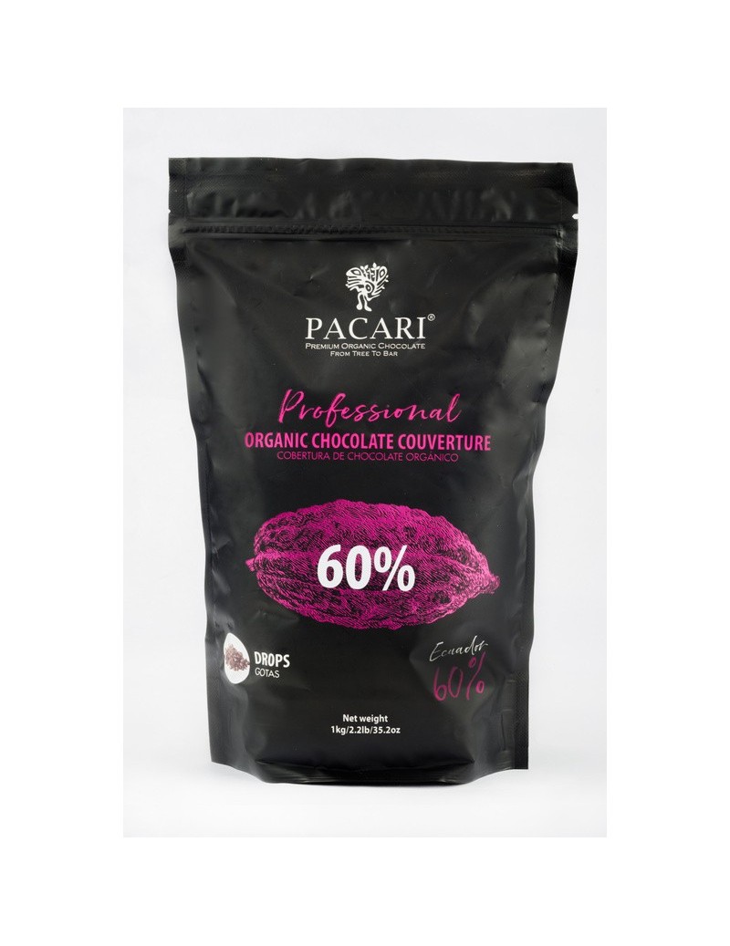 Paccari Chocolate Orgánico Couverture 60% - Pieces/Chips 1kg