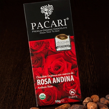 PACARI Chocolate Negro Orgánico Rosa Andina - Barra 50gr