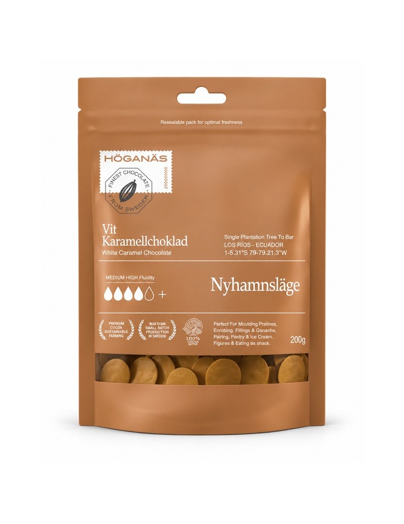Höganäs Chocolate® White Caramel Couverture"NYHAMNSLÄGE" 200gr