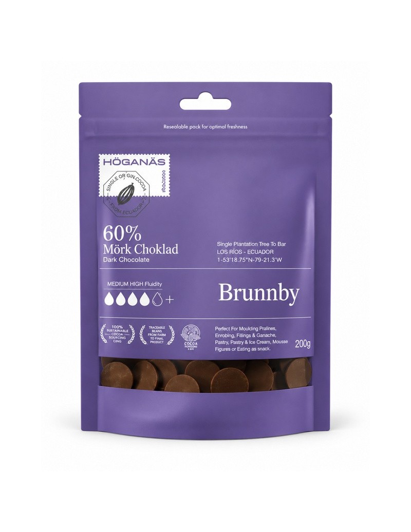 Höganäs Chocolate® 60% Dark Couverture"BRUNNBY" 200gr