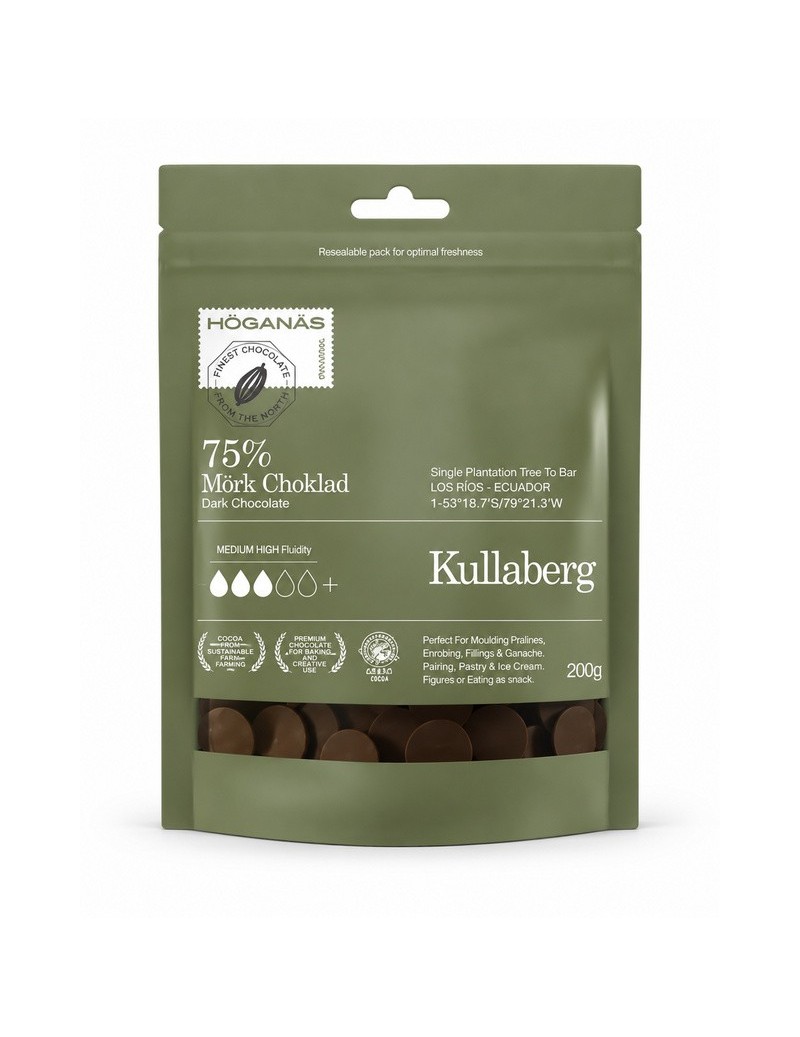 Höganäs Chocolate® 75% Dark Couverture "KULLABERG" 200gr